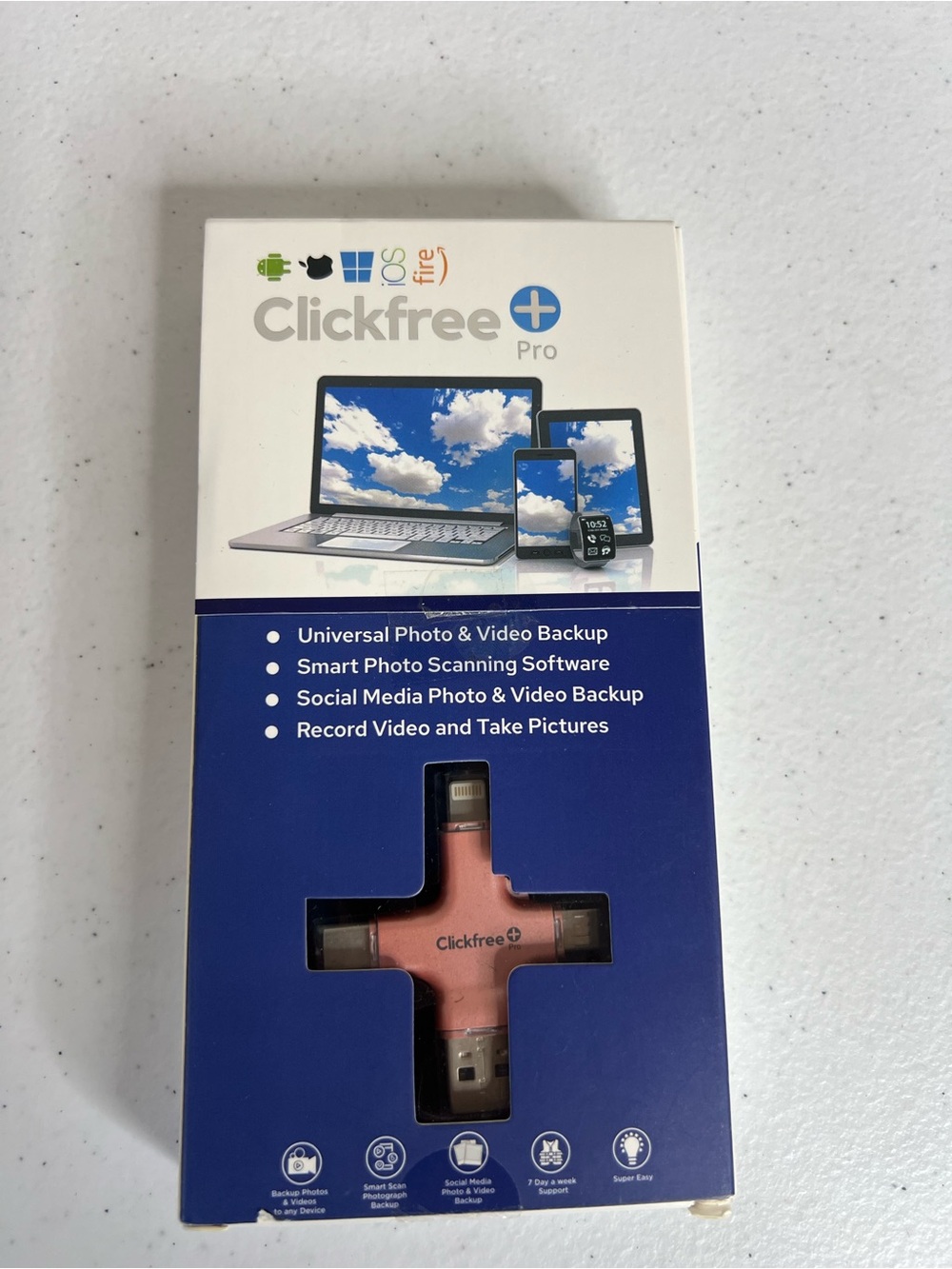 Clickfree Pro Plus USB Photo & Video Backup Storage, Expansion Device Rose Gold